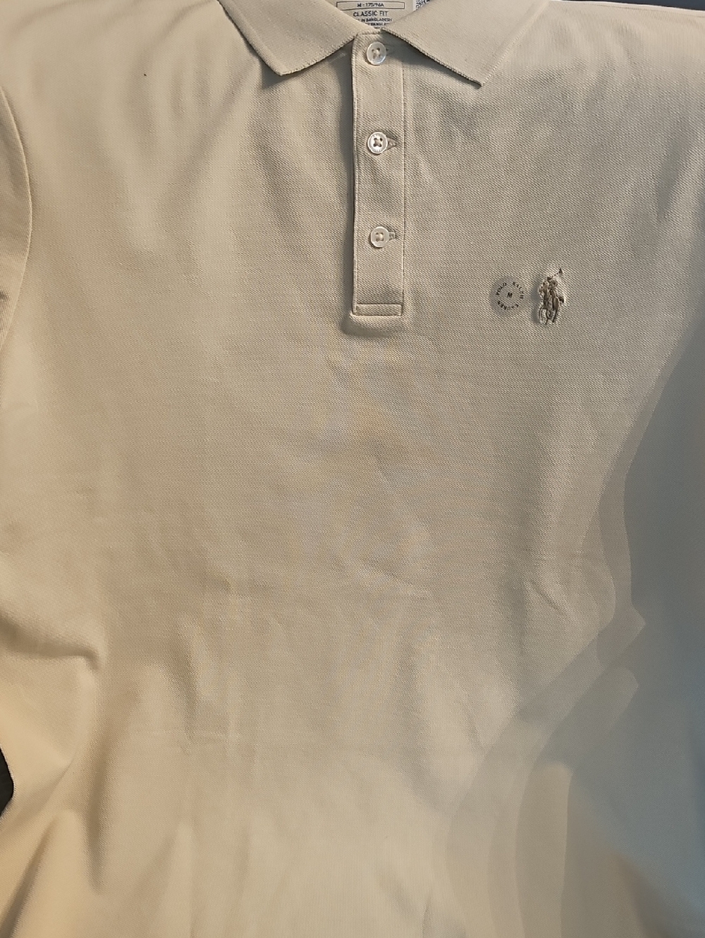 Polo by Ralph Lauren Men's Cream Polo Shirt with Embroidered Pony